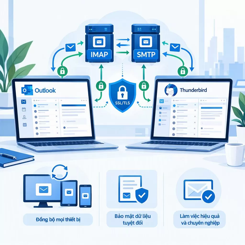 Hướng Dẫn Cấu Hình Hòm Thư Doanh Nghiệp Trên Outlook và Thunderbird Qua IMAP/SMTP SSL